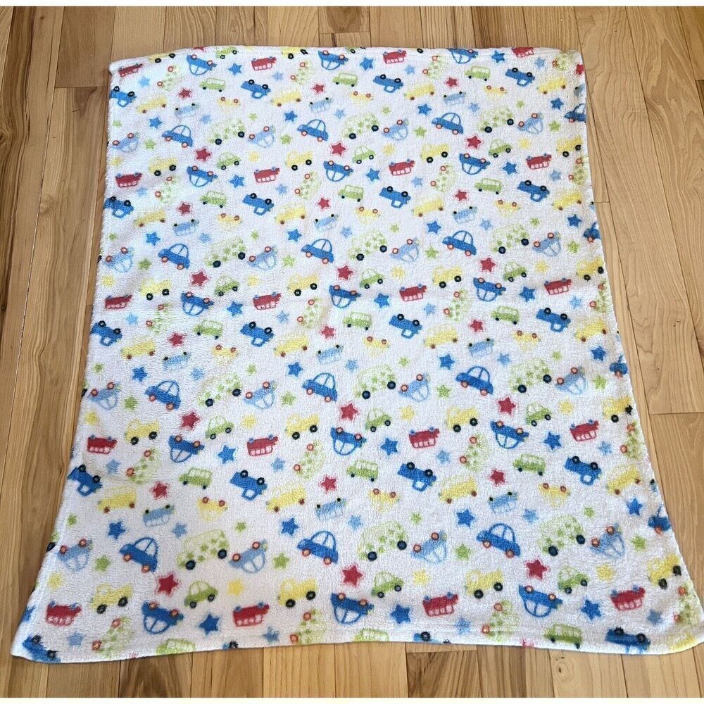 Gentle Steps White Red Blue Green Cars‎ Stars Baby Blanket